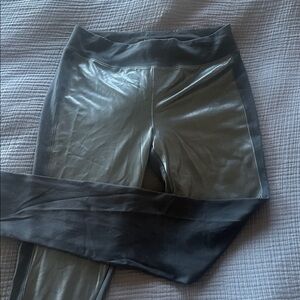 Kensie Black Leggings with Faux Leather